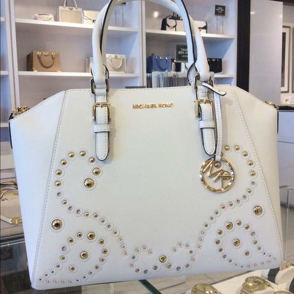 NWT Michael Kors studded large Ciara white - Picture 2 of 8